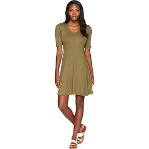 Toad & Co Daisy Rib Cafe Short Sleeve Dress Green Large